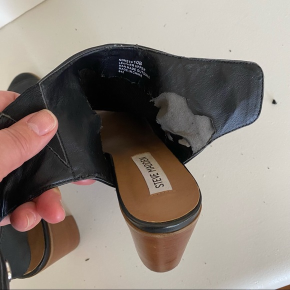 STEVE MADDEN Black Leather Open Toe Nonstp Bootie - Picture 5 of 7